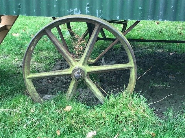 A detail of the shepherd’s hut wheels